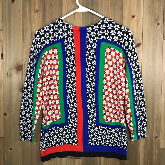 Joseph A Womens Cardigan Sweater Geometric Hive Print Stretch Size Small - Picture 7 of 16